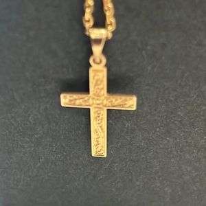 14K gold delicate cross necklace